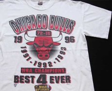 画像1: 90s NBA CHAMPIONS CHICAGO BULLS シカゴ ブルズ コットンTシャツ 白 L (1)