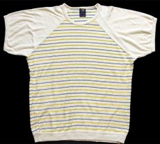 画像2: イタリア製 garmann マルチボーダー パイル Tシャツ S (2)