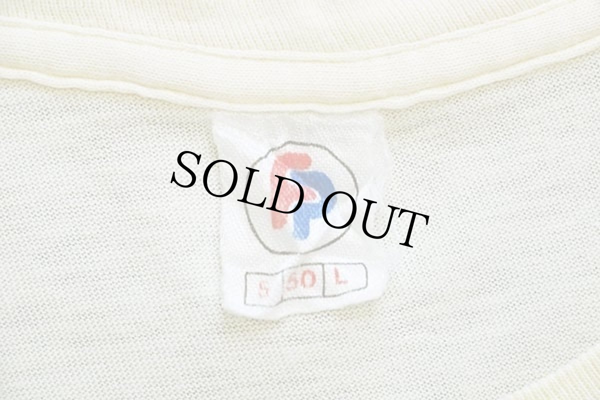 画像4: 80s イタリア製 ミッキー マウス 染み込みプリント ツートン 切り替え コットンTシャツ クリーム×水色 (4)