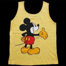 画像3: 80s イタリア製 Disneyディズニー ミッキー マウス 両面 染み込みプリント コットン タンクトップ 黄 (3)