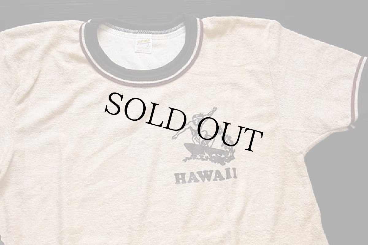 画像2: デッドストック★80s USA製 HAWAII サーフ パイル Tシャツ 薄茶 L (2)