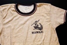 画像2: デッドストック★80s USA製 HAWAII ハワイ サーフ パイル Tシャツ 薄茶 L (2)