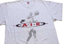 画像1: 90s USA製 NIKEナイキ AIR JORDAN エア ジョーダン SURFACE 2AIR 両面プリント コットンTシャツ 杢ライトグレー XL (1)