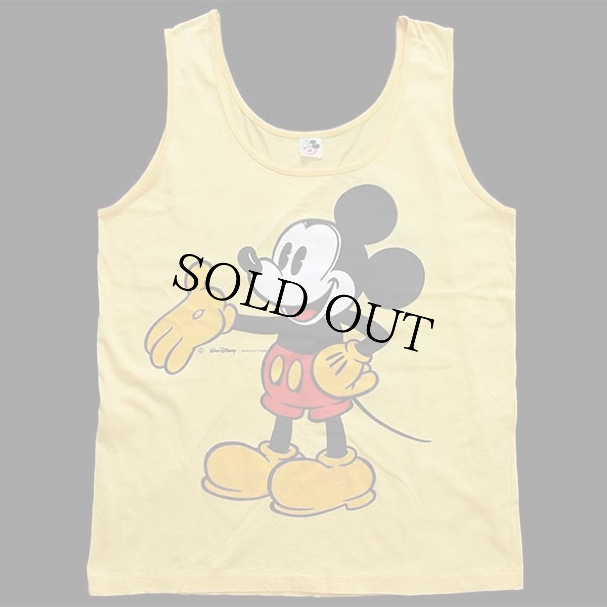 画像2: 80s イタリア製 Disneyディズニー ミッキー マウス 両面 染み込みプリント コットン タンクトップ 黄 (2)