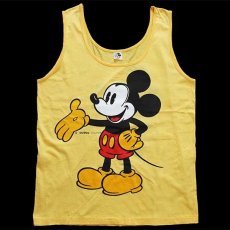 画像2: 80s イタリア製 Disneyディズニー ミッキー マウス 両面 染み込みプリント コットン タンクトップ 黄 (2)