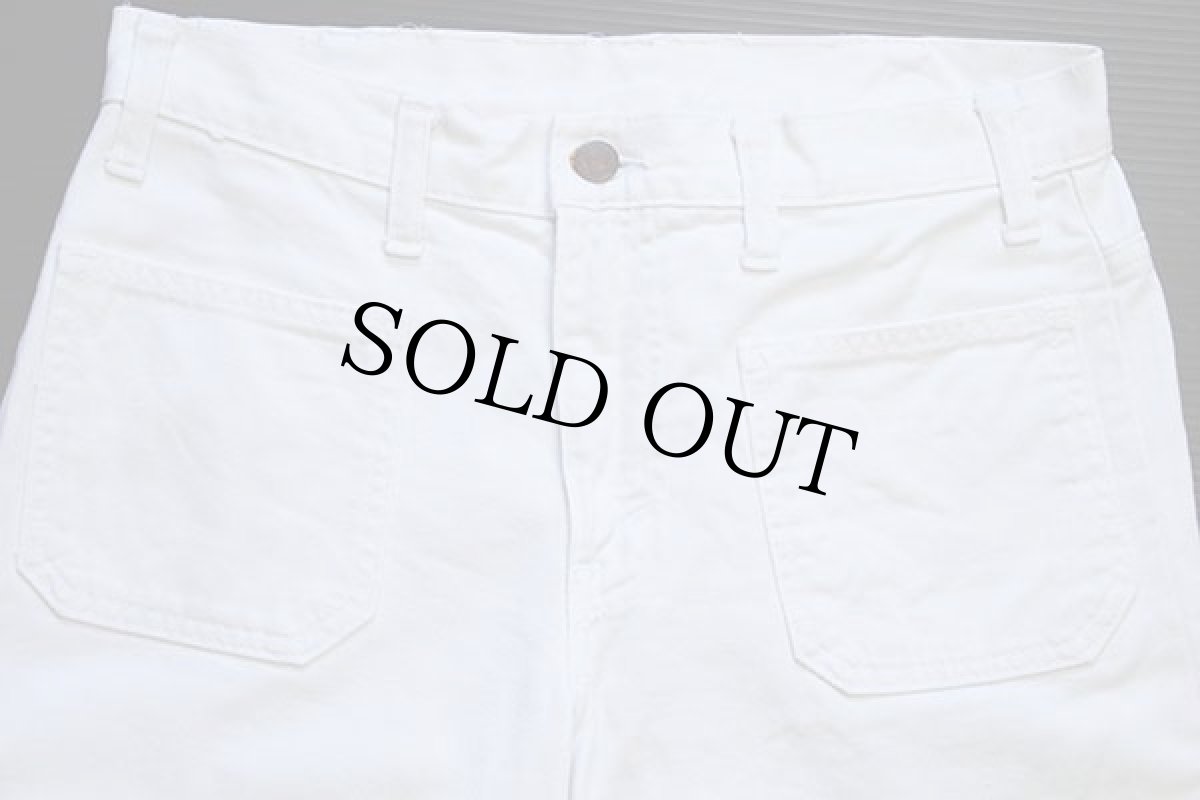 画像4: 70s Levi'sリーバイス フレア ホワイト デニム セーラーパンツ カスタム w30★ユーロ (4)