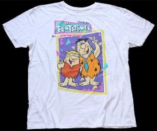 画像2: THE FLINTSTONES フリントストーン フレッド バーニー ラブル コットンTシャツ 白 XL (2)