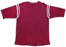 画像2: 70s USA製 ARTEX UNIVERSITY OF NEW MEXICO ひび割れプリント コットン フットボールTシャツ カスタム ワインレッド (2)