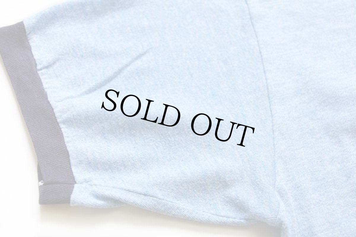 画像6: 70s NASSAU BAHAMAS 染み込みプリント リンガーTシャツ 杢ブルー×紺 (6)