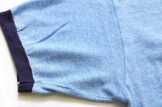 画像6: 70s NASSAU BAHAMAS 染み込みプリント リンガーTシャツ 杢ブルー×紺 (6)