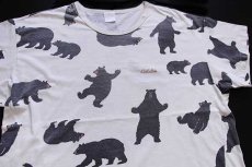 画像3: 90s カナダ製 Cabela'sカベラス クマ 総柄 染み込みプリント コットンTシャツ ボロ (3)