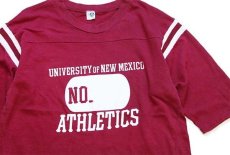 画像3: 70s USA製 ARTEX UNIVERSITY OF NEW MEXICO ひび割れプリント コットン フットボールTシャツ カスタム ワインレッド (3)