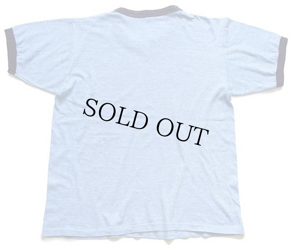 画像3: 70s NASSAU BAHAMAS 染み込みプリント リンガーTシャツ 杢ブルー×紺 (3)