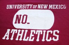 画像4: 70s USA製 ARTEX UNIVERSITY OF NEW MEXICO ひび割れプリント コットン フットボールTシャツ カスタム ワインレッド (4)