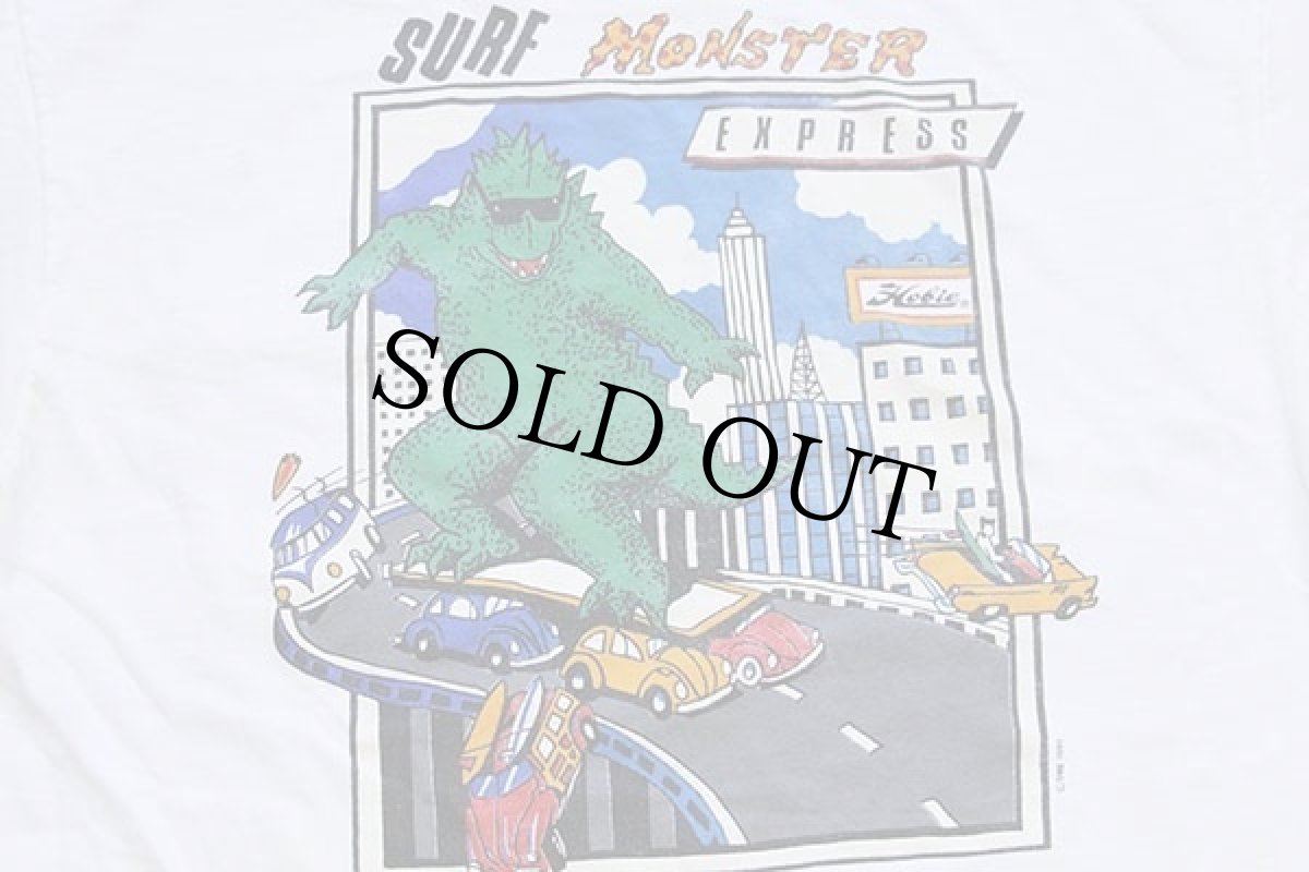 画像5: 80s Hobie SURF MONSTER EXPRESS コットン ポケットTシャツ 白 (5)