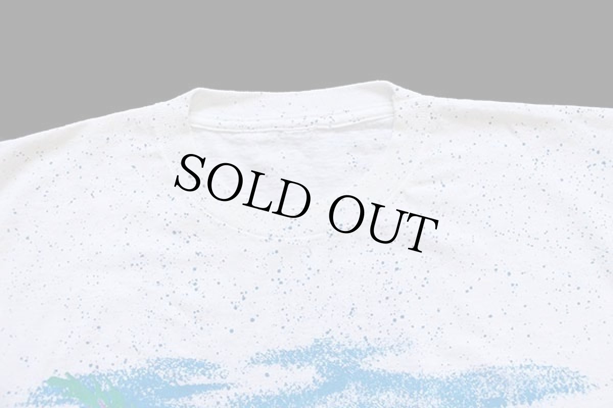 画像5: 90s ヤシの木 スパッタリング アート オールオーバープリント コットンTシャツ 白 (5)