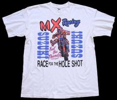 画像2: 90s USA製 SUZUKIスズキ MX Racing モトクロス 蛍光 両面プリント コットンTシャツ 白 XL (2)