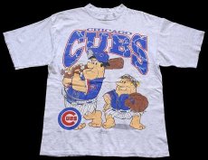 画像2: 90s MLB CHICAGO CUBS THE FLINTSTONES フリントストーン コットンTシャツ 杢ライトグレー (2)