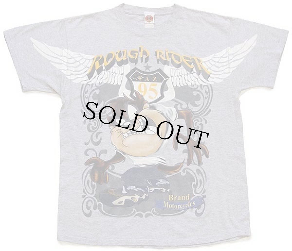 画像2: 00s Warner Bros LOONEY TUNES タズマニアンデビル ROUGH RIDER Tシャツ 杢グレー XL (2)