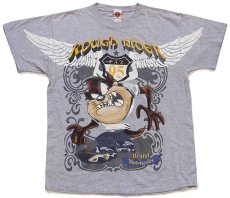 画像2: 00s Warner Bros LOONEY TUNES タズマニアンデビル ROUGH RIDER Tシャツ 杢グレー XL (2)