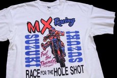 画像1: 90s USA製 SUZUKIスズキ MX Racing モトクロス 蛍光 両面プリント コットンTシャツ 白 XL (1)