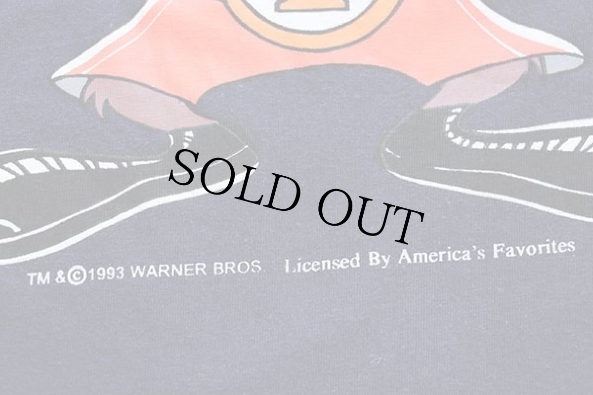 画像6: 90s WARNER BROS LOONEY TUNES タズマニアンデビル ダフィーダック ボクシング 両面プリント コットンTシャツ 紺 (6)