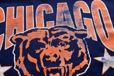 画像5: 80s USA製 NFL CHICAGO BEARS ビッグロゴ ひび割れプリント Vネック フットボールTシャツ 紺 M (5)