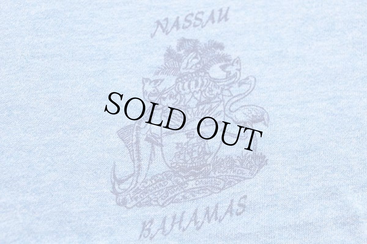 画像5: 70s NASSAU BAHAMAS 染み込みプリント リンガーTシャツ 杢ブルー×紺 (5)