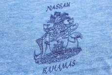 画像5: 70s NASSAU BAHAMAS 染み込みプリント リンガーTシャツ 杢ブルー×紺 (5)