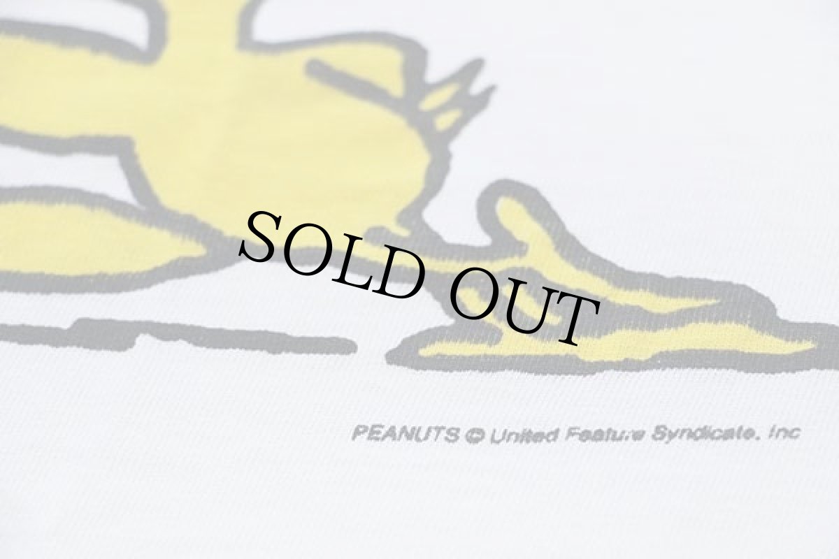 画像5: 90s スヌーピー ウッドストック JOE COOL 染み込みプリント コットンTシャツ ボロ 白 XL (5)