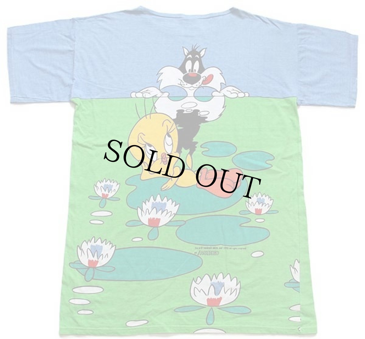 画像2: 90s イタリア製 WARNER BROS LOONEY TUNES シルベスター&トゥイーティー オールオーバープリント コットンTシャツ★特大 (2)