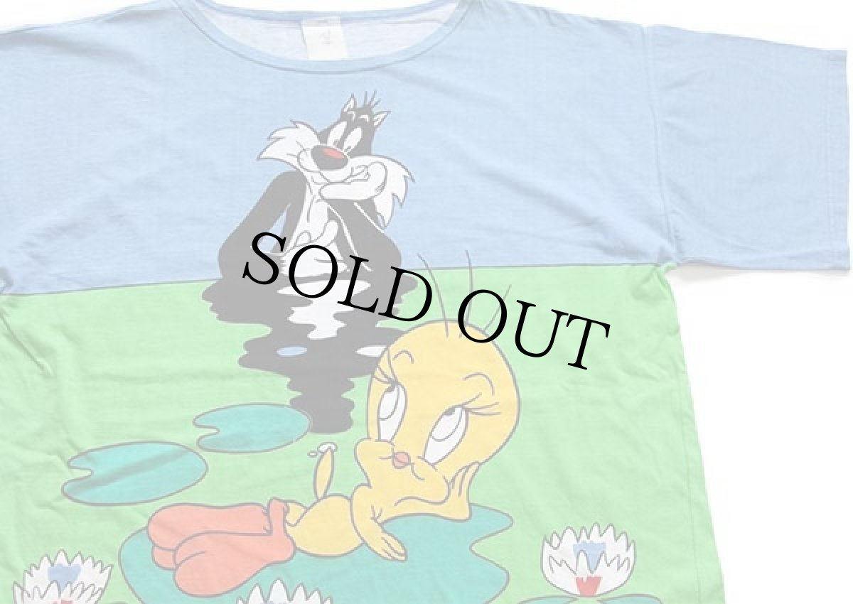 画像3: 90s イタリア製 WARNER BROS LOONEY TUNES シルベスター&トゥイーティー オールオーバープリント コットンTシャツ★特大 (3)