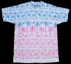 画像3: 90s USA製 NASSAU,BAHAMAS ヤシの木 グラデーション アート オールオーバープリント コットンTシャツ 白 XL (3)