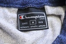 画像5: 90s イタリア製 Championチャンピオン スクリプト ビッグロゴ ツートン 切り替え Tシャツ 杢グレー×杢ネイビー M (5)