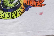 画像7: 90s MOTOR TAZS DEVILS CYCLES タズマニアンデビル 蛍光プリント コットンTシャツ 白 (7)