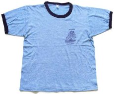 画像2: 70s NASSAU BAHAMAS 染み込みプリント リンガーTシャツ 杢ブルー×紺 (2)