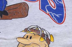 画像6: 90s MLB CHICAGO CUBS THE FLINTSTONES フリントストーン コットンTシャツ 杢ライトグレー (6)