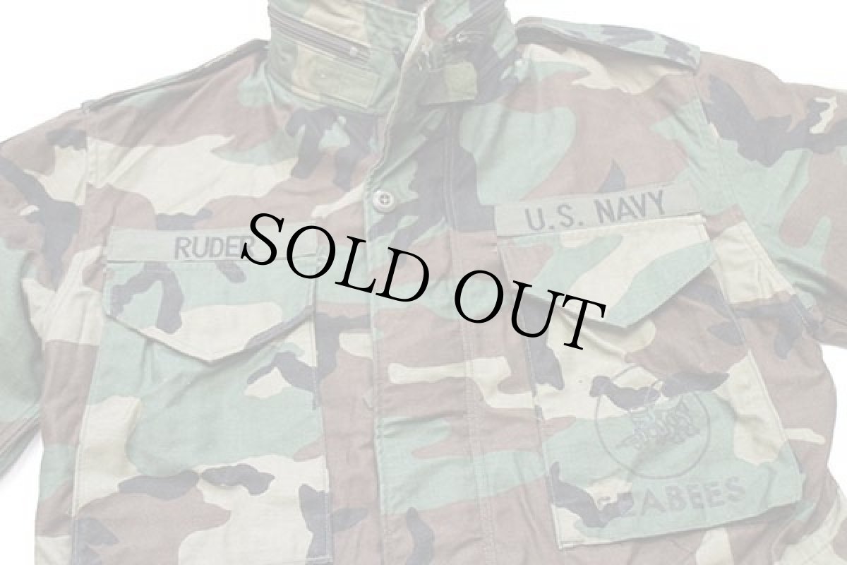 画像3: 90s 米軍 U.S.NAVY SEABEES パッチ付き ウッドランドカモ M-65 フィールドジャケット S-S★01 (3)