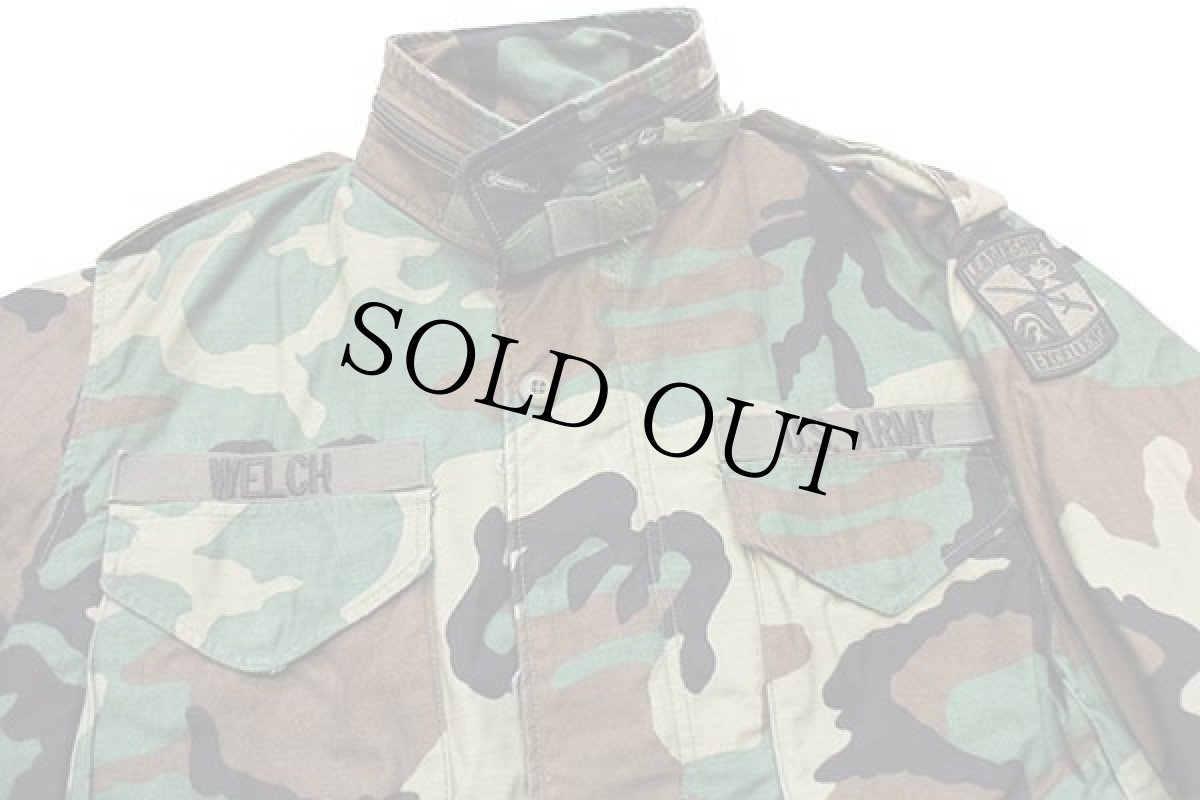 画像3: 90s 米軍 U.S.ARMY パッチ付き ウッドランドカモ M-65 フィールドジャケット M-R★05 (3)