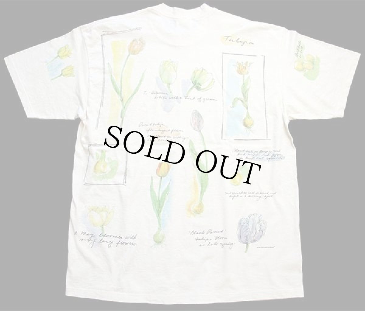 画像3: デッドストック★90s USA製 rel e vant products チューリップ アート コットンTシャツ 生成り XL★A (3)