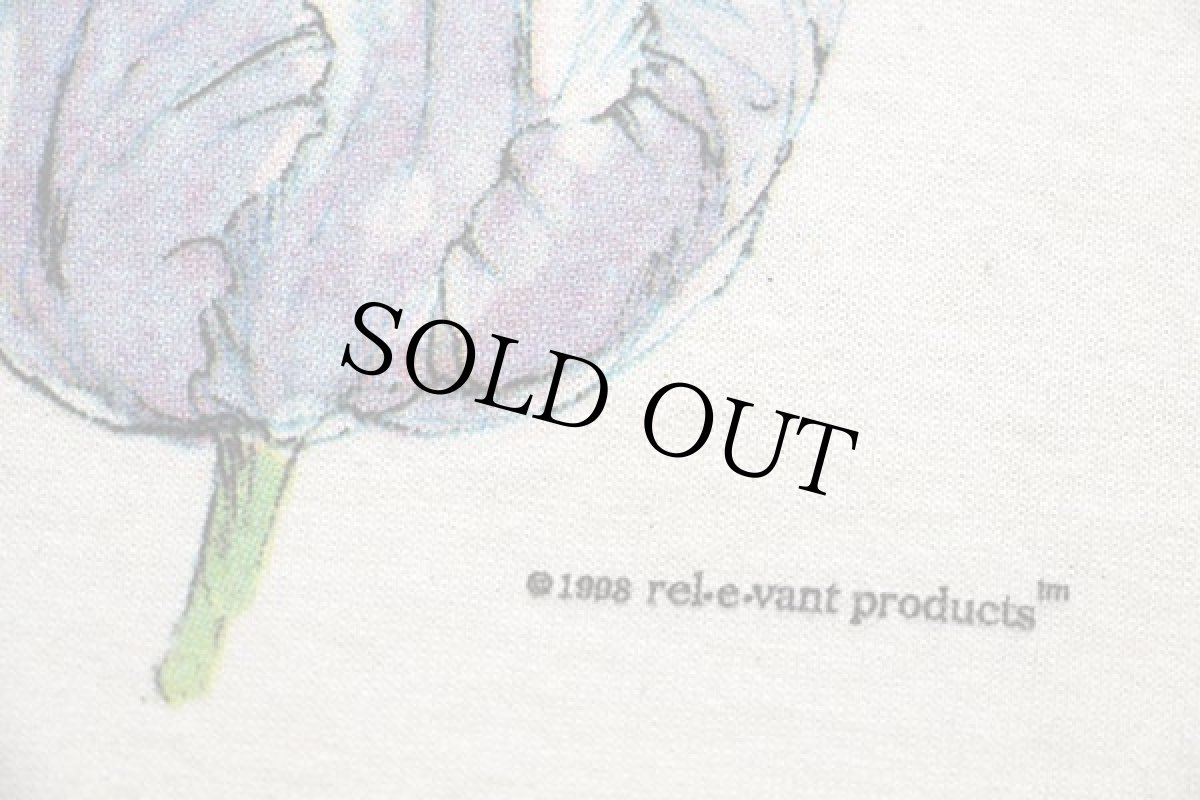 画像6: デッドストック★90s USA製 rel e vant products チューリップ アート コットンTシャツ 生成り XL★A (6)