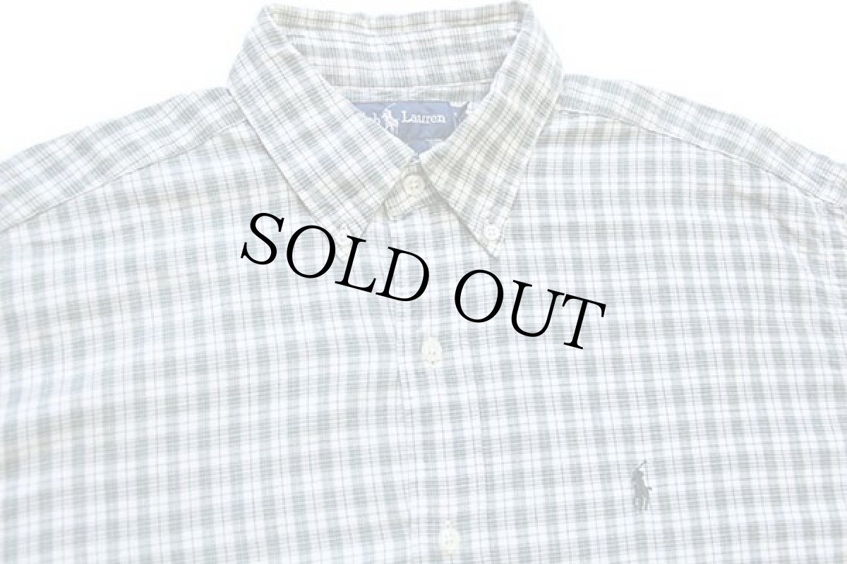 画像3: 90s ラルフローレン BLAKE チェック ボタンダウン コットンシャツ 緑×オフホワイト M★インド綿 (3)