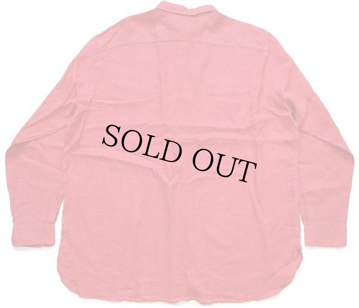 画像2: 00s ポロ ラルフローレン チンスト&マチ付き 無地 リネン ワークシャツ 薄赤 XL (2)