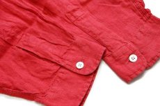 画像7: 00s ポロ ラルフローレン チンスト&マチ付き 無地 リネン ワークシャツ 薄赤 XL (7)