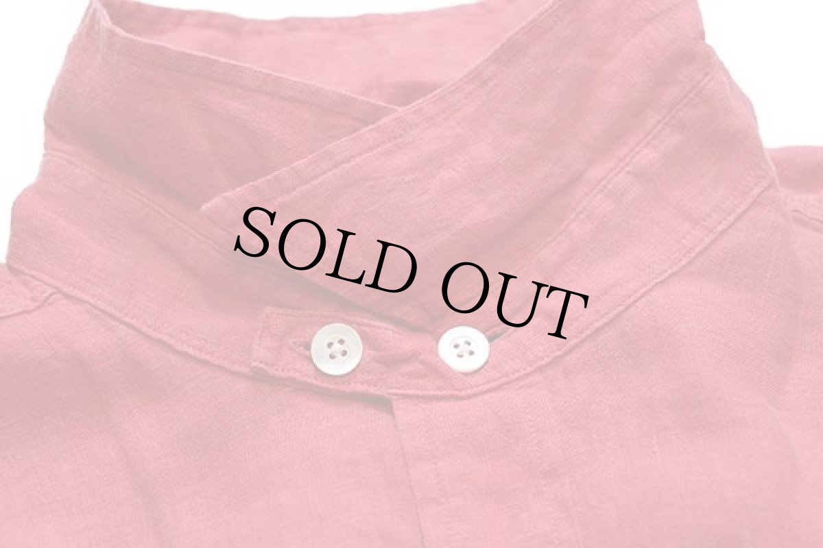 画像5: 00s ポロ ラルフローレン チンスト&マチ付き 無地 リネン ワークシャツ 薄赤 XL (5)