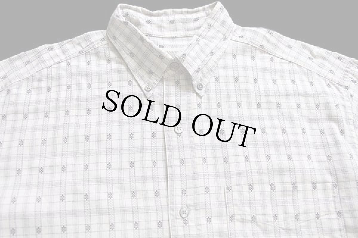 画像3: 80s BANANA REPUBLICバナナリパブリック 織り柄 チェック ボタンダウン コットンシャツ M (3)