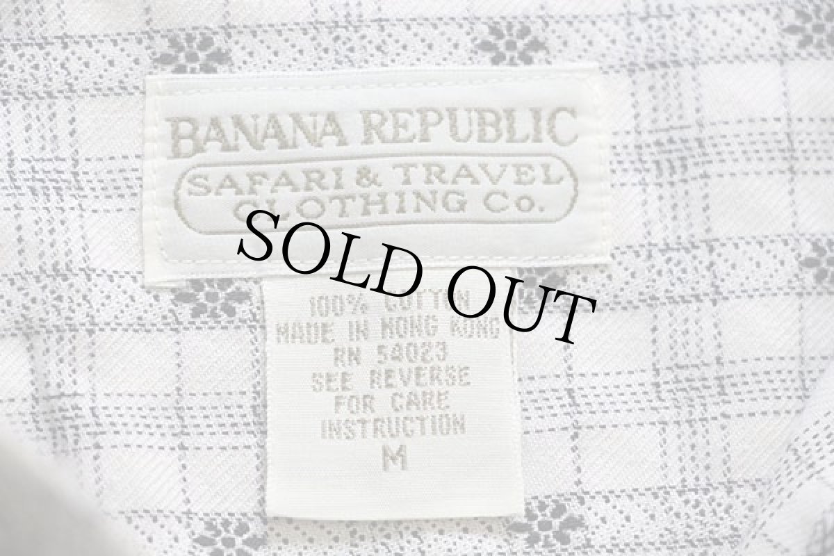 画像4: 80s BANANA REPUBLICバナナリパブリック 織り柄 チェック ボタンダウン コットンシャツ M (4)