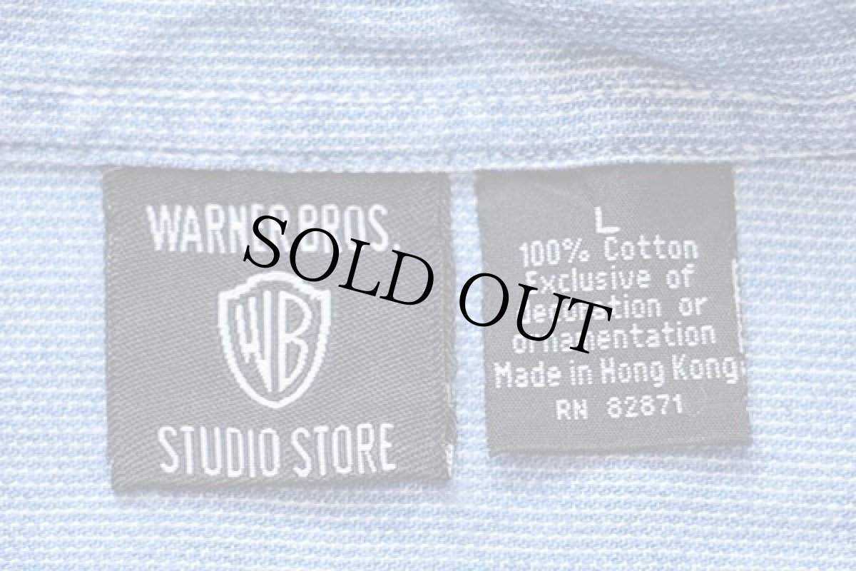 画像4: 90s WARNER BROS LOONEY TUNES バッグスバニー コヨーテ 刺繍 ピンチェック ボタンダウン コットンシャツ (4)