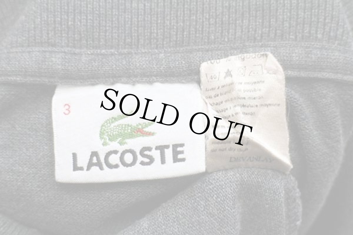 画像4: 90s LACOSTEラコステ ワンポイント コットン 鹿の子 長袖ポロシャツ 杢グレー 3★70 (4)