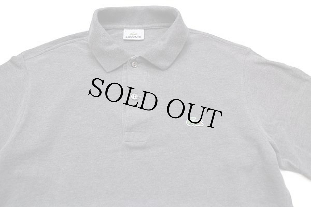 画像3: 90s LACOSTEラコステ ワンポイント コットン 鹿の子 長袖ポロシャツ 杢グレー 3★70 (3)